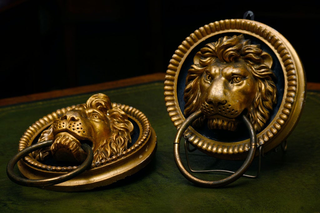 Pair of carved gilt wood Lions