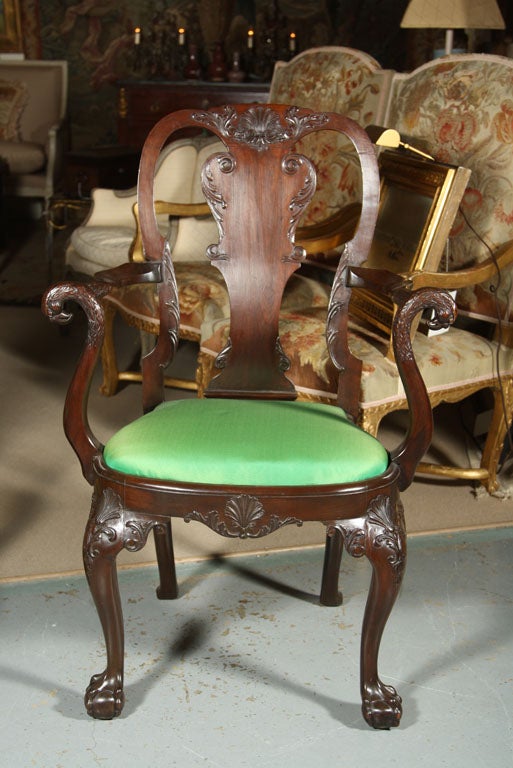 Set of Irish Mahogany Dining Chairs In Good Condition In Stamford, CT
