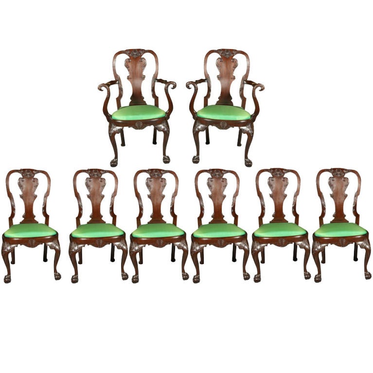 Set of Irish Mahogany Dining Chairs For Sale