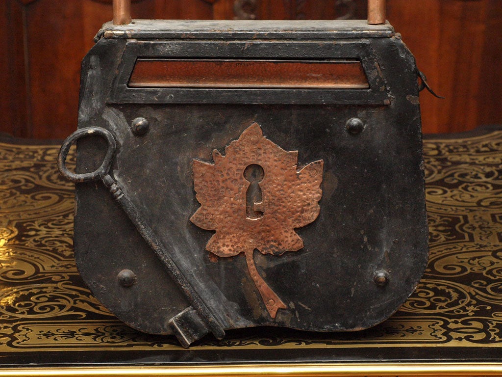 French HANDMADE FRENCH IRON AND COPPER MAILBOX