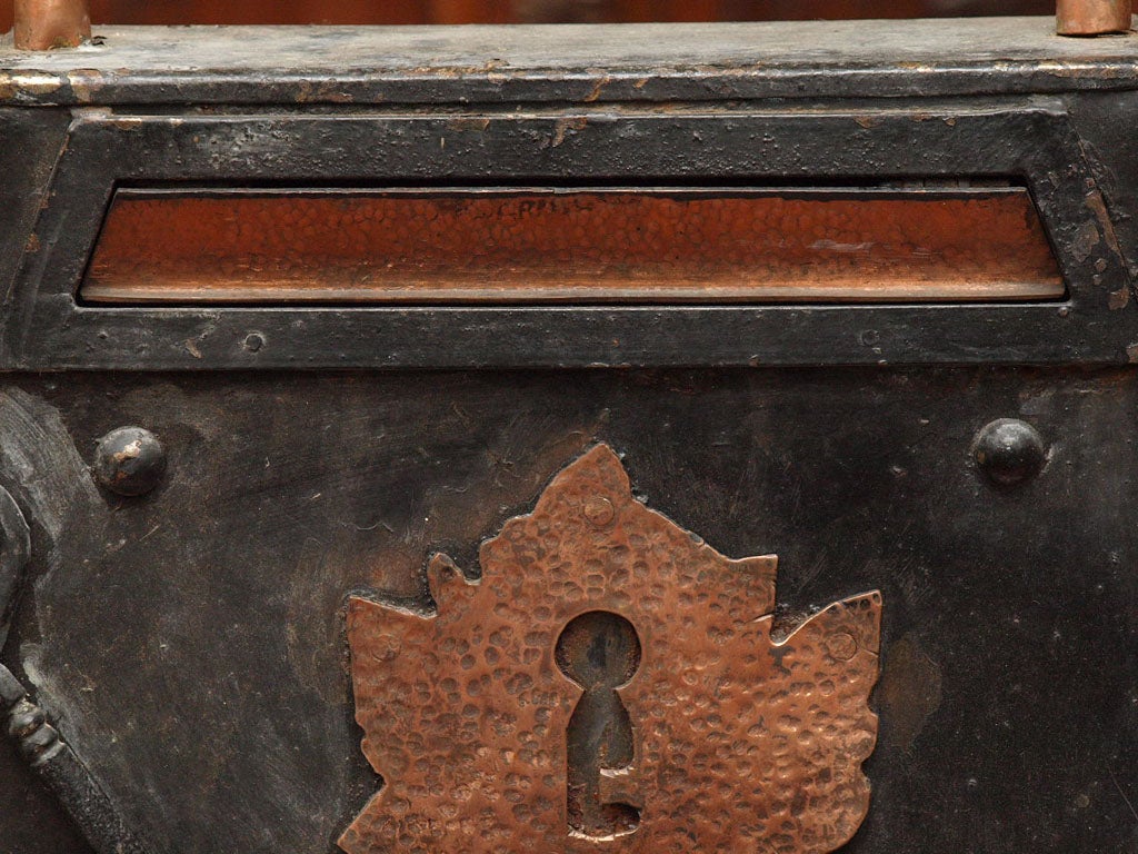 20th Century HANDMADE FRENCH IRON AND COPPER MAILBOX