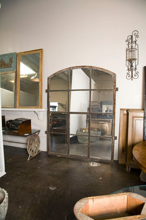 An English Iron Window Frame Mirror, Circa 1880