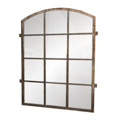 Vintage An English Iron Window Frame Mirror, Circa 1880