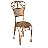 Italian Gold Metal Tassel Foot Vanity Chair