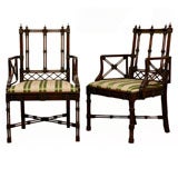Antique Pair Chinese Chippendale Arm Chairs