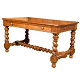 19th Century Barley Twist Walnut Writing Table, France