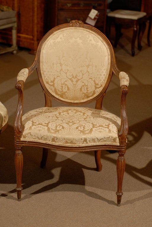 Fine Pair of George III Period Arm Chairs, England ca. 1790 3