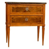 Petite Louis XVI Style Walnut Commode with Grey Marble Top