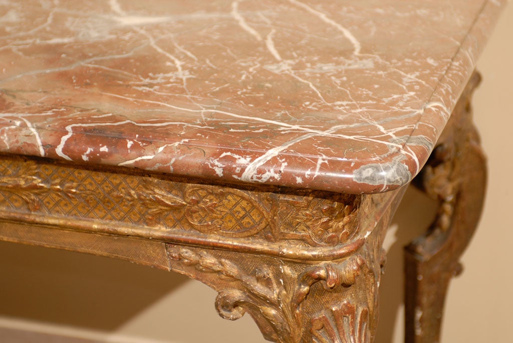 Early 18th Century An 18th  Century Louis XIV Period Giltwood Console w/ Marble Top For Sale