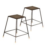 2 Pairs of Metal Square Stools in the Style of Jean Prouve