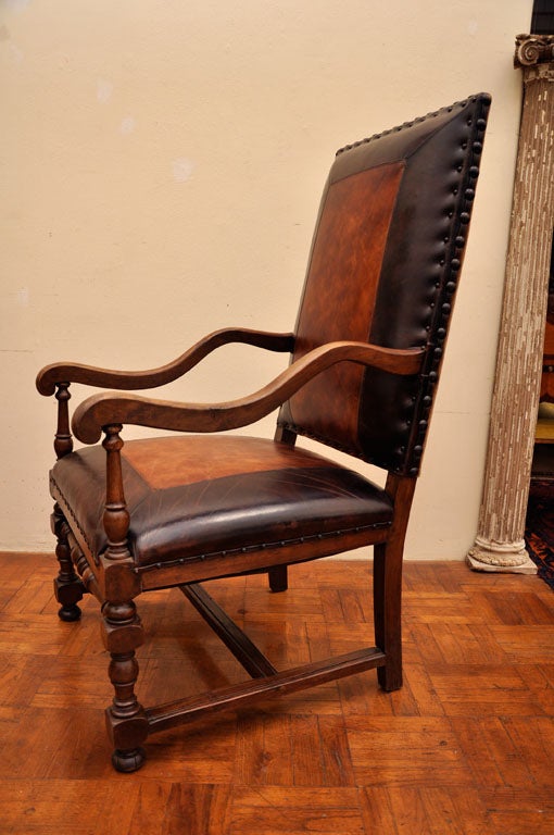 PAIR WALNUT FRENCH OVER SIZED THRONE CHAIRS