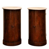 PAIR FRENCH EMPIRE NIGHTSTANDS w MARBLE TOPS