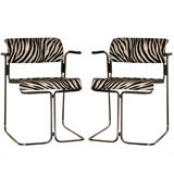 PAIR ART DECO CHROME AND ZEBRA PRINT ARM CHAIRS