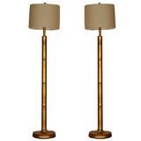 PAIR FAUX BAMBOO GILDED FLOOR LAMPS