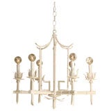 White Faux Bamboo Chandelier
