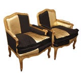 Pair of Louis XV style bergeres attributed to Maison Jansen