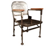 Incredible Pair of Perforated Steel and Wood French Chairs