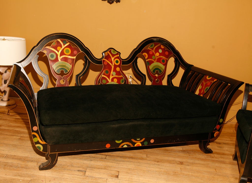 20th Century Vienna Secession Style Sofa and Club Chair For Sale