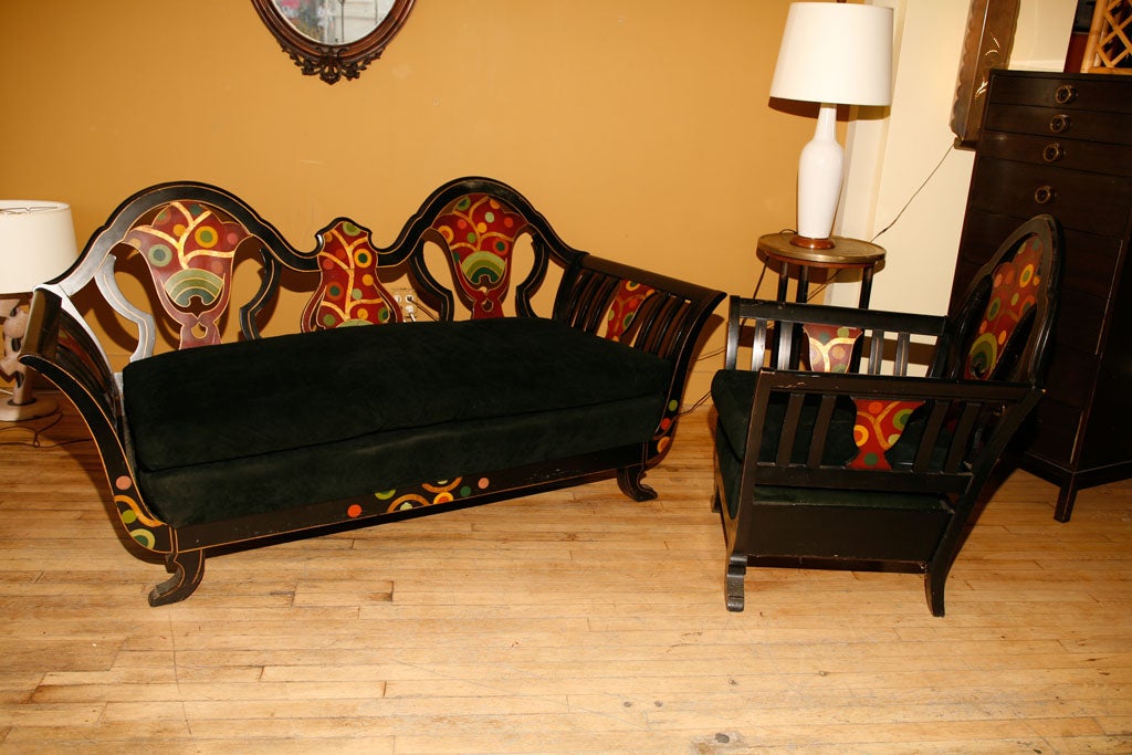 Vienna Secession Style Sofa and Club Chair For Sale 6