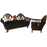 Antique Vienna Secession Style Sofa and Club Chair