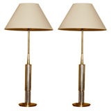 Vintage Tall Brass and Brushed Nickel Table lamps