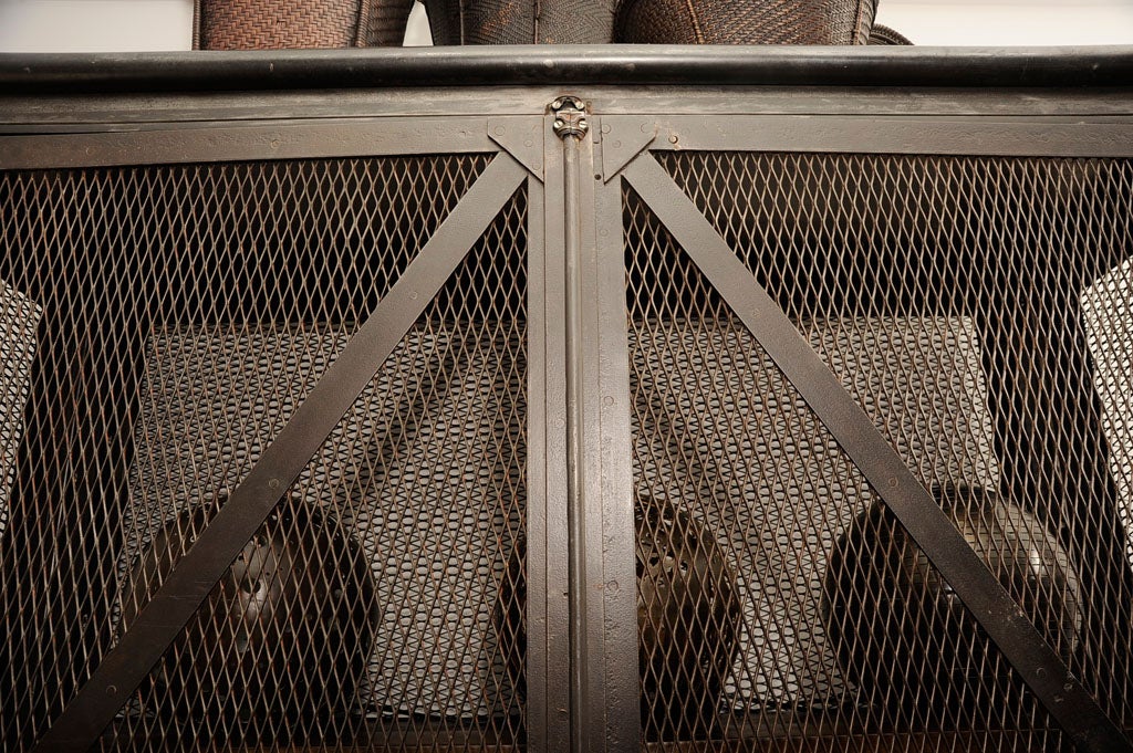 French Industrial Mesh Armoire