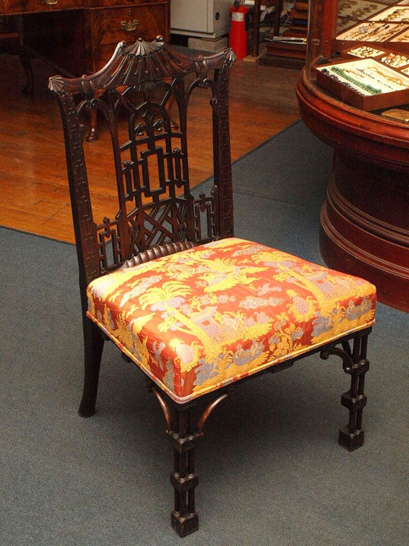 English Antique Mahogany Chinese Chippendale Chair