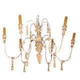 Vintage Wood and Painted Iron Reproduction Italian Chandelier