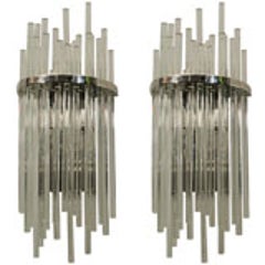 Pair of Large Glass Rod Sconces 4