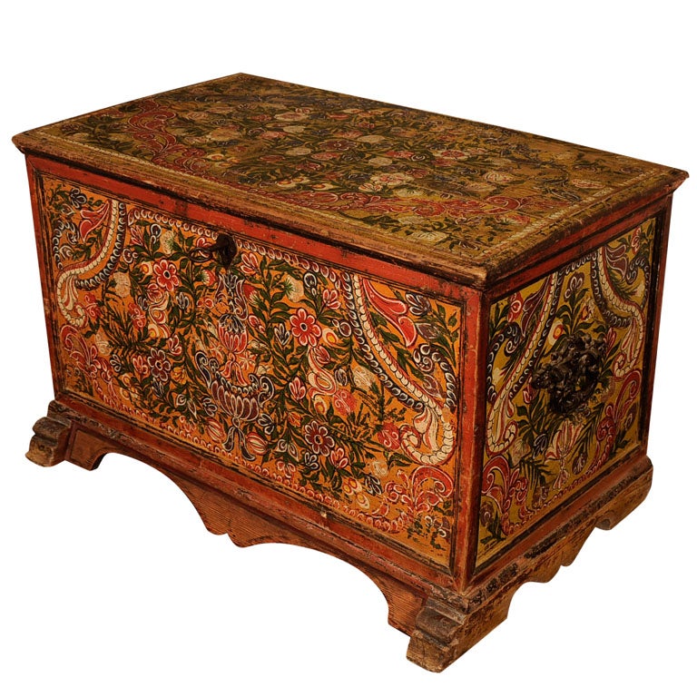 Hand-Painted Tyrolian Lift-Top Trunk