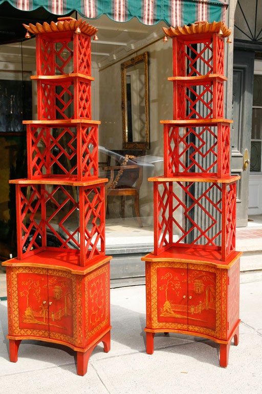 Pair of Lacquered Etageres in the Chinese Manner 4