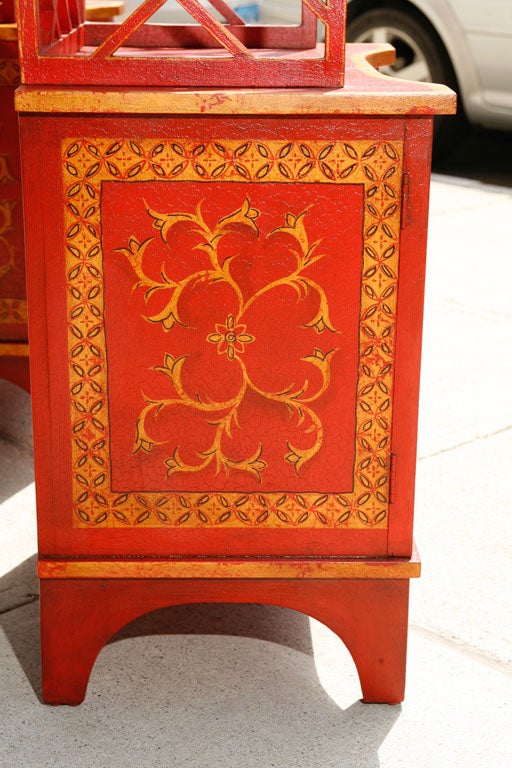 Wood Pair of Lacquered Etageres in the Chinese Manner