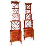 Pair of Lacquered Etageres in the Chinese Manner