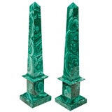 Pair Malachite Obelisks