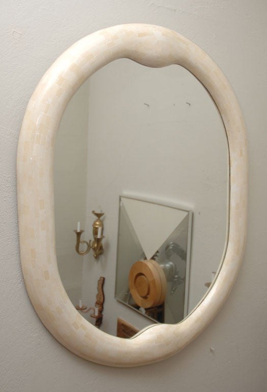 Maitland Smith Bone Oval Sculptural Mirror