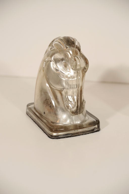 Stylized Art Deco Molded Glass Horse Bookends In Excellent Condition In New York, NY