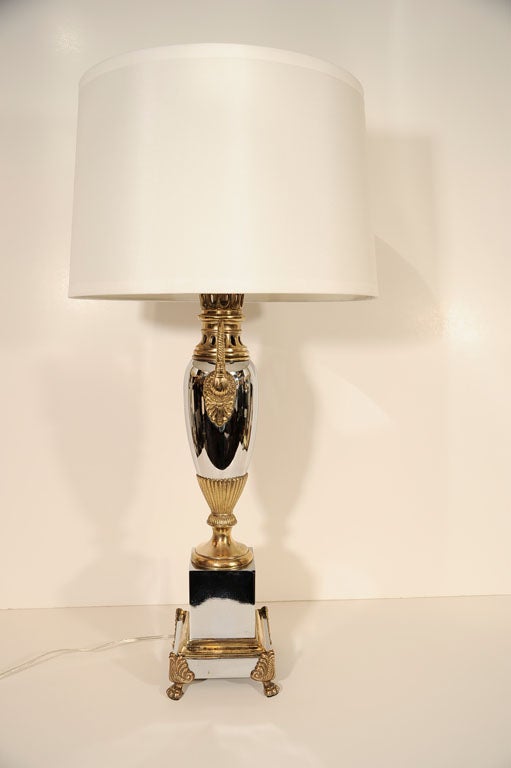 Pair of Hollywood Urn Lamps with Stylized Neptune Details 3