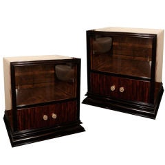 Pair of Art Deco Cabinets in Exotic Mahogany and Ebonized Walnut