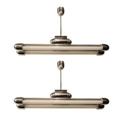 Pair of Machine Age Chrome Fixtures with Streamline Design