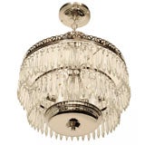 Hollywood Nickeled Filigree and Cut Crystal Chandelier