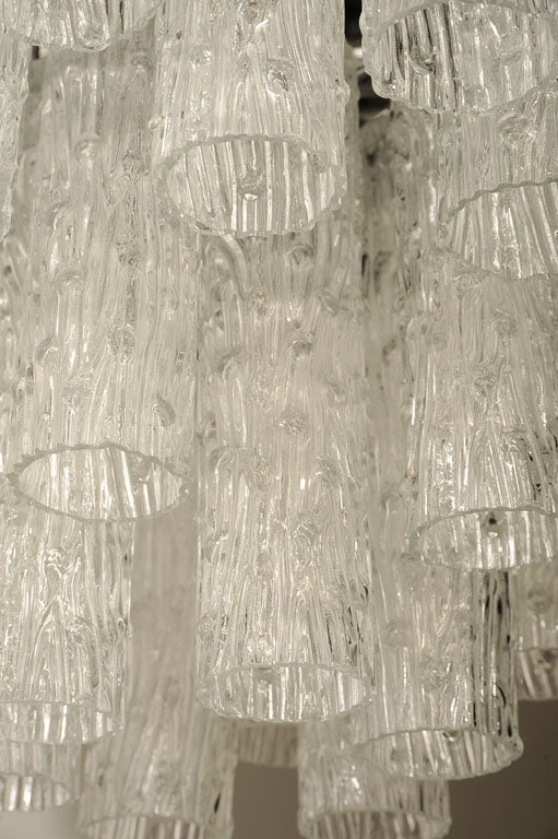 Three Tier Tubular Crystal Prism Venini Chandelier