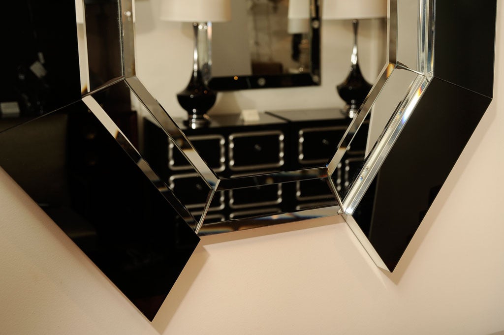 Modernist Octagon Mirror with Vitrolite Inserts 2