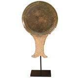 Khmer Polished Bronze Mirror with Iron Handle