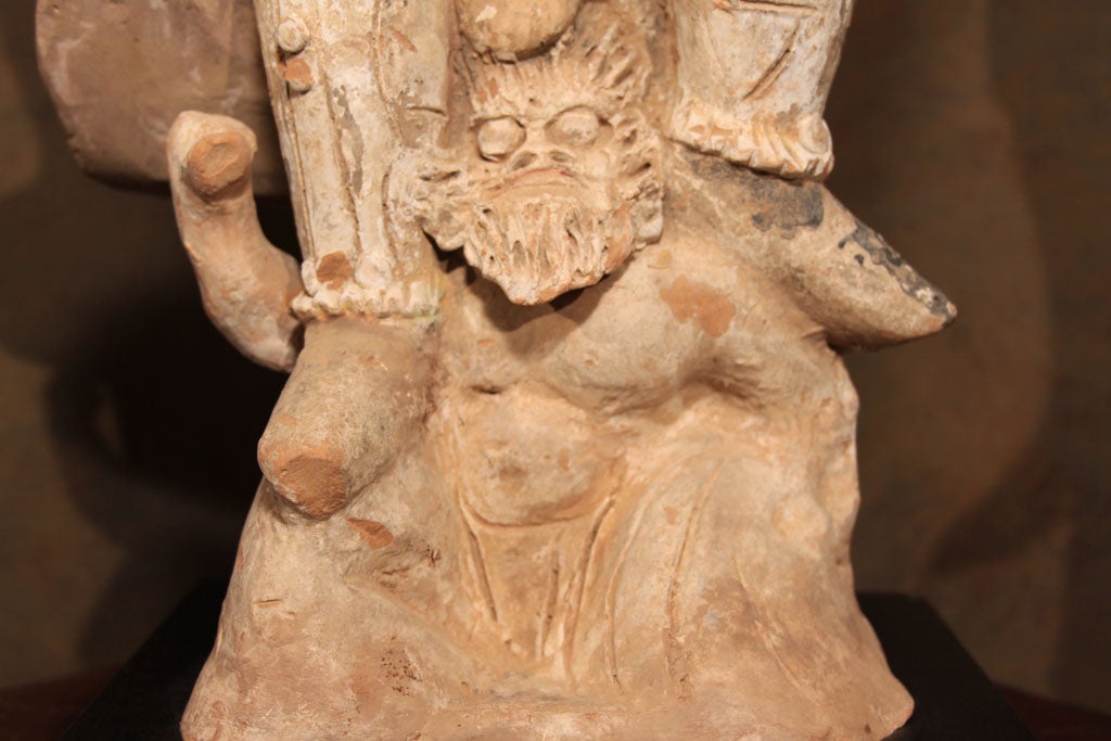 Gilt Chinese Tang Dynasty Ceramic Figure of a Lokapala