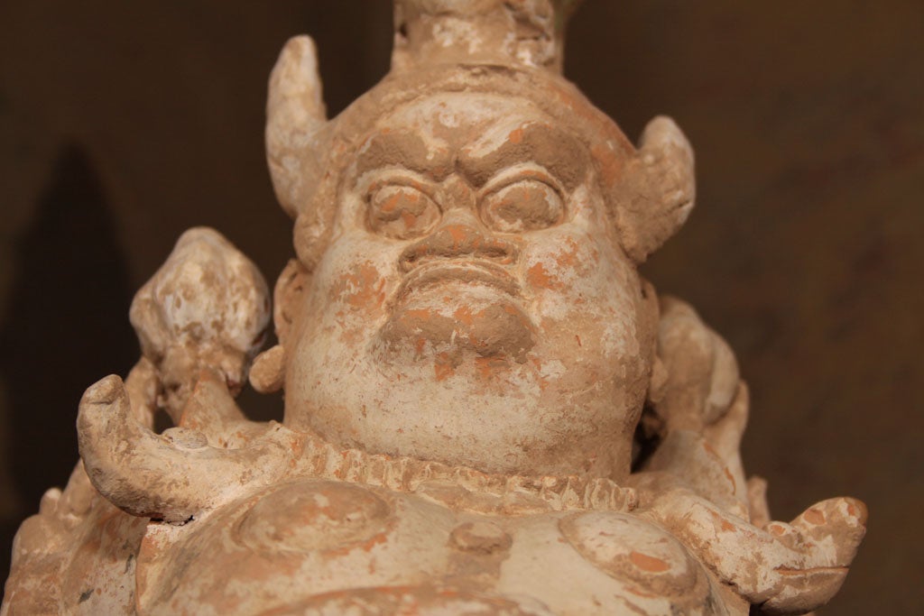 Earthenware Chinese Tang Dynasty Ceramic Figure of a Lokapala