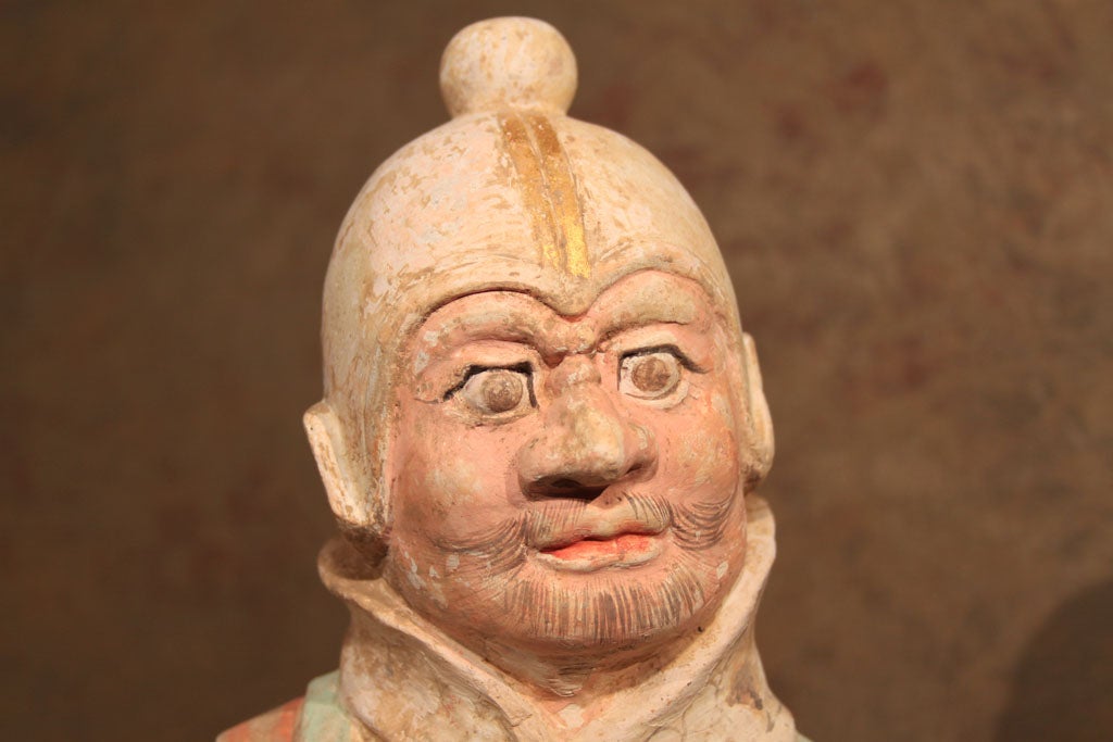 18th Century and Earlier Chinese Tang Dynasty Ceramic Figure of a Military Officer For Sale