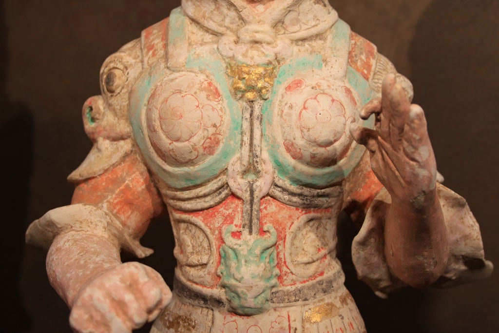 Chinese Tang Dynasty Ceramic Figure of a Military Officer For Sale 1