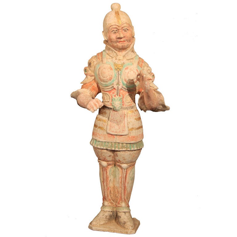 Chinese Tang Dynasty Ceramic Figure of a Military Officer For Sale