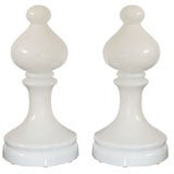 Pair of Italian Murano Cased Glass Chess Pawn Lamps