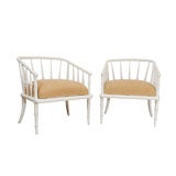 Pair of 60
s white lacquered faux bamboo chairs